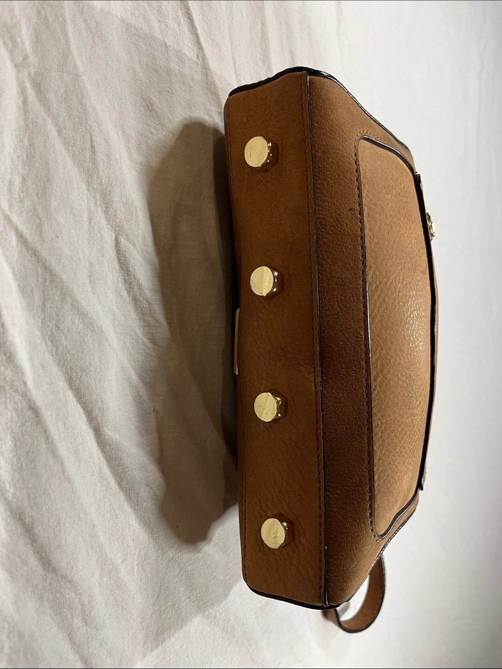 Rebecca Minkoff Avery Suede Crossbody Bag Gold Chain in Tan/Caramel - Picture 8 of 12